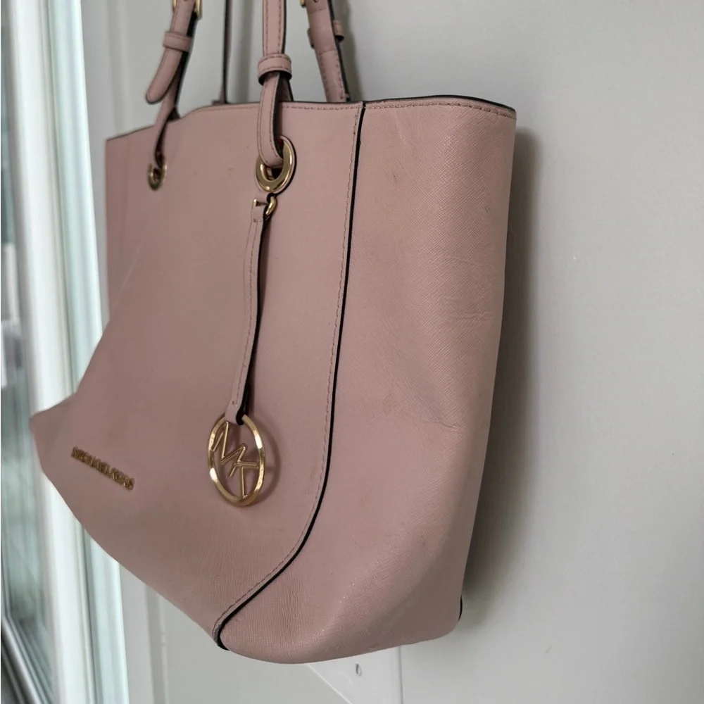 Michael Kors Walsh Pink Leather Tote Multifunction Laptop Bag